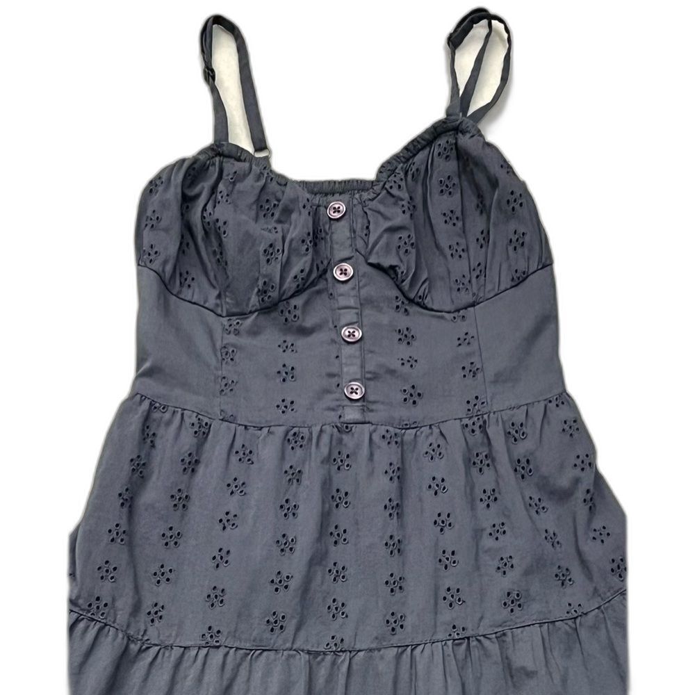 Hollister California Women’s Blue Eyelet Dress with Smocked Top Adjustable Strap - Picture 3 of 15